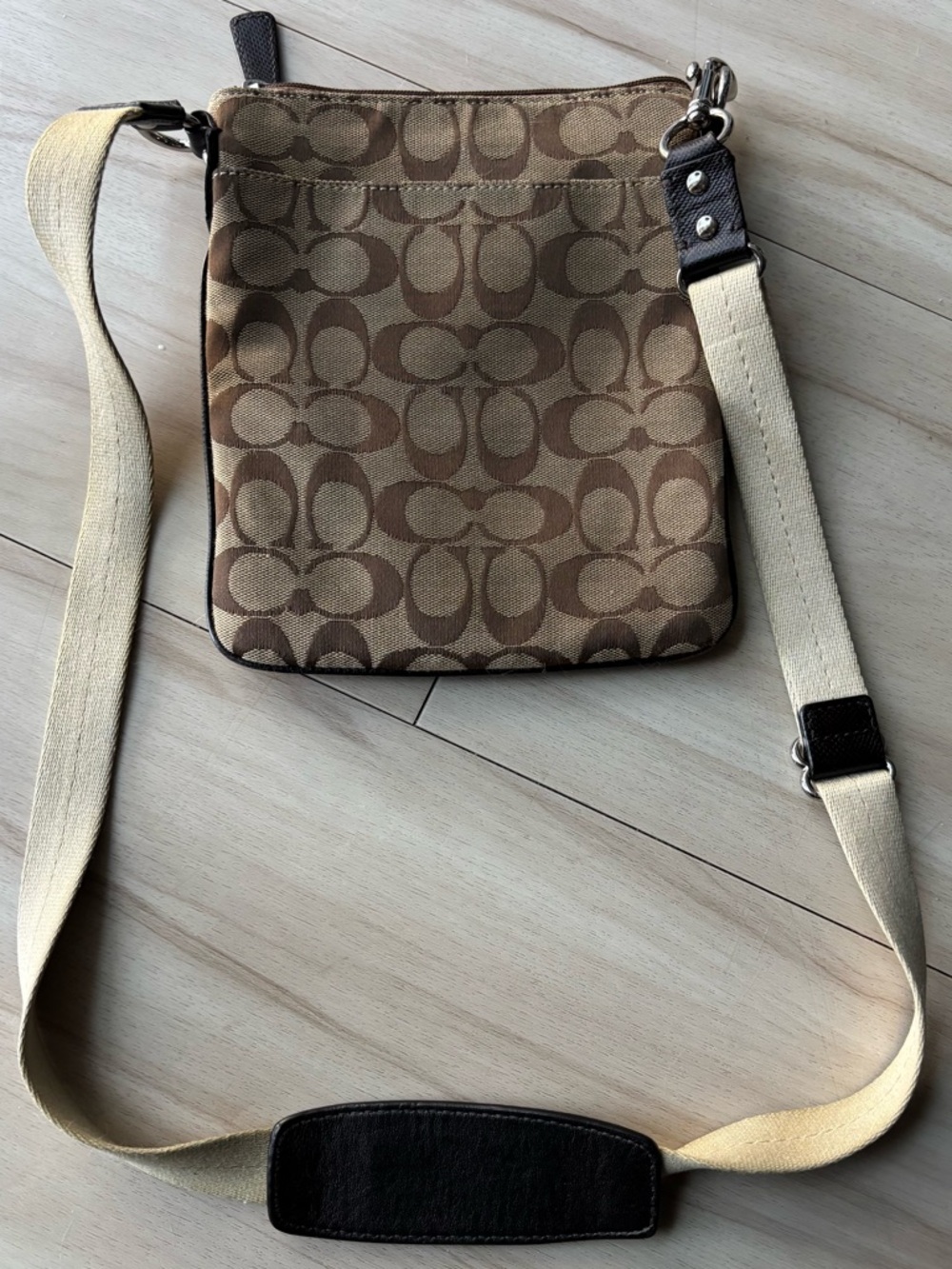 Authentic Y2K COACH Brown Jacquard Sutton Crossbody Bag w Pink Silk Lining - OS - Picture 7 of 7